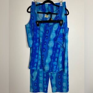 Island Girl 3 Piece Beach Cover Up Set Pants Skirt Top Polyester Packable SML